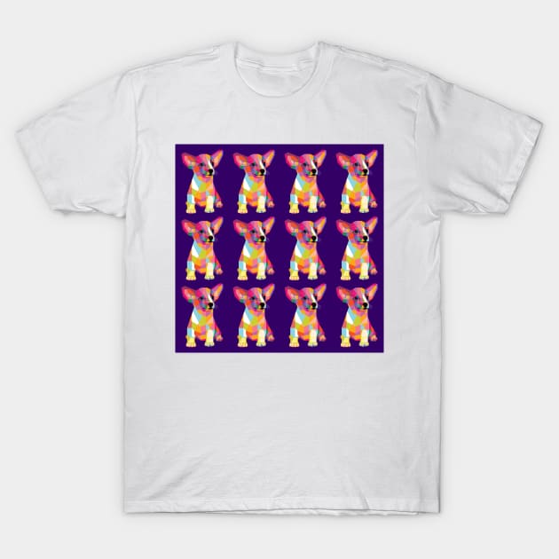 Cute Puppy pattern purple BG T-Shirt by AhmadNusyirwan